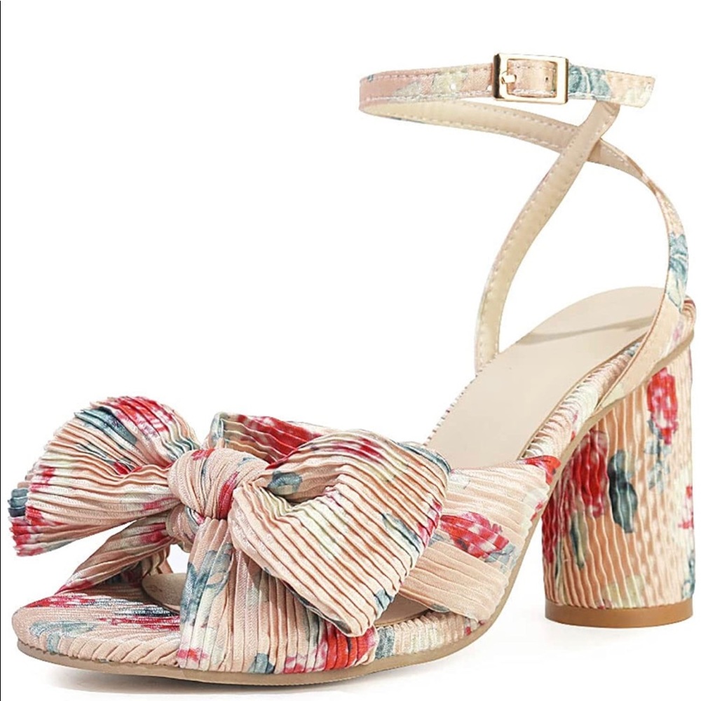 Floral Print Heels Bow Knot *Loeffler Randal Dupe*